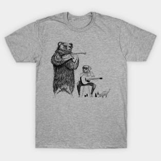 Big Night Blues - Bear and Labrador Retriever T-Shirt